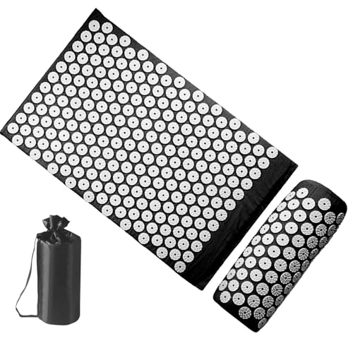 Oldmoom Tappetino Spike, tappetino per massaggio completo, Tappetino a pressione con set per massaggio con cuscino, Tappetino per la pressione sulla schiena, set di tappetini per massaggio,