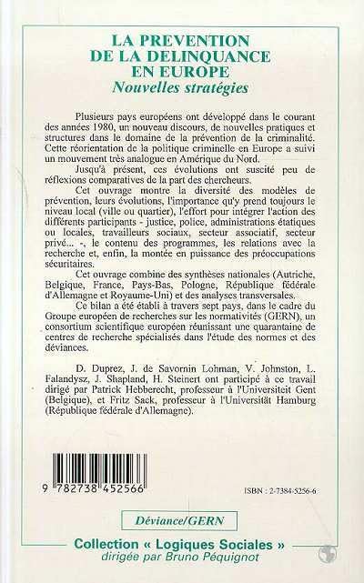 La prévention de la délinquance en Europe: Nouvelles stratégies