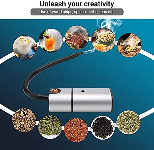 BORUIT Smoking Gun BBQ Cold Food Smoker,Portable Smoke Infuser Cheeses Salmon Sausage Meat Cocktail Smoker Handheld Portable BBQ Smoker with Wood Chips