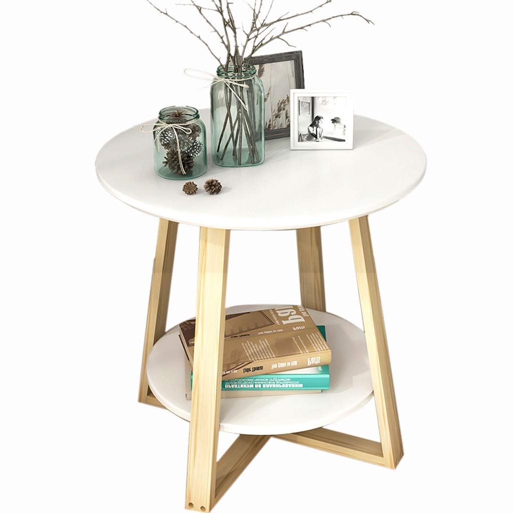 Table de salon élégante en bois massif blanc au design minimaliste