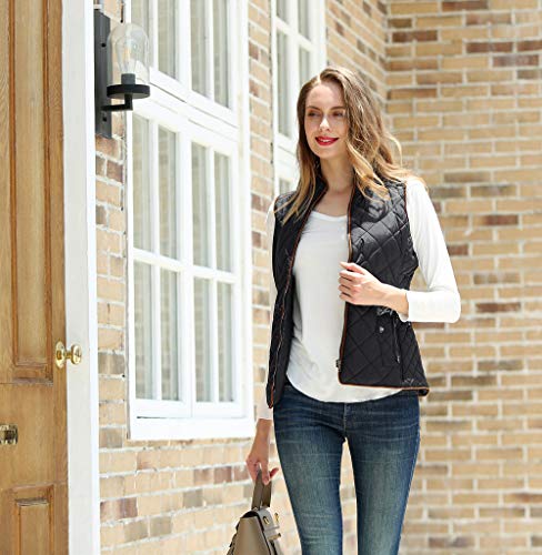 MISS MOLY Women Lightweight Quilted Padded Vest Stand Collar Zip Up Front Gilet Quilted4