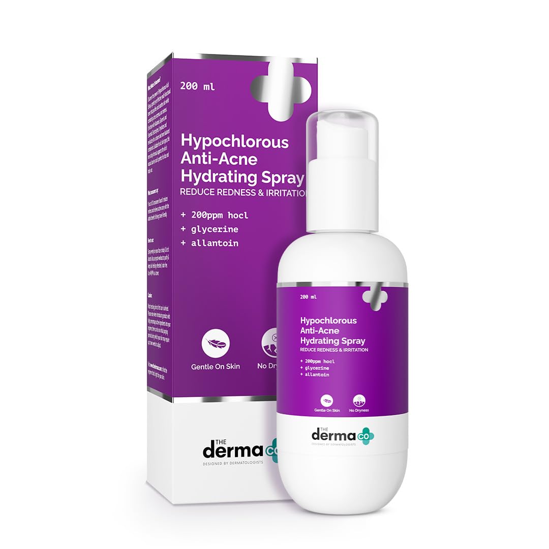The Derma Co Hypochlorous Anti-Acne Hydrating Spray – 200ml|Relief Acne & Eczema|Reduces Redness & Irritation|Anti-microbial & Anti-inflammatory|Alcohol & Fragrance Free Face Toner for Women & Men The Derma Co Hypochlorous Anti-Acne Hydrating Spray – 200ml|Relief Acne & Eczema|Reduces Redness & Irritation|Anti-microbial & Anti-inflammatory|Alcohol & Fragrance Free Face Toner for Women & Men