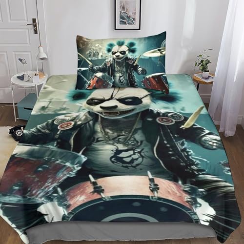 Housse de couette microfibre de qualité supérieure parure de lit panda 3 pièces - 5