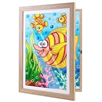 Kids Artwork Display Frames, Kids Art Frame Front Opening A3, Family Photo Frame for Wall, for Bedroom, Living Room Decor (A3,Wood color,1PC)