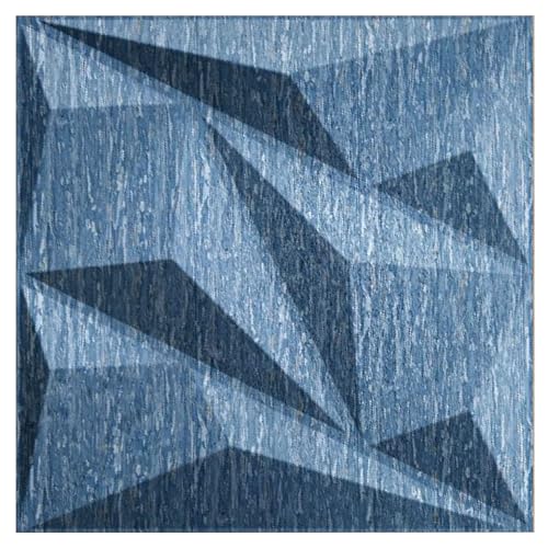 Image of Kayra Decor 3D PVC Wall Panels -Electric Blue Color Alps Design- (19.7 inch x 19.7 inch Covers 32.28 sq. ft.) (Pack of 12)