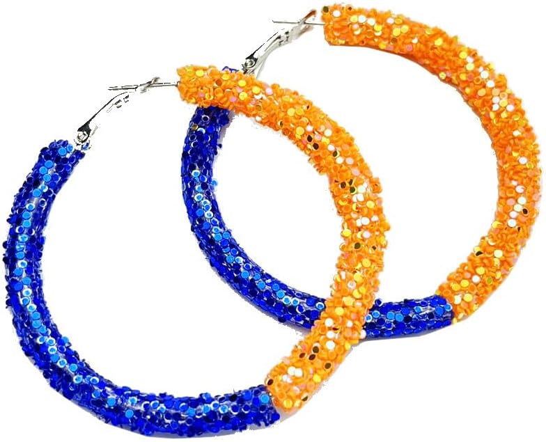 Shiny Football Baseball Hoop Earrings for Women Colorful...