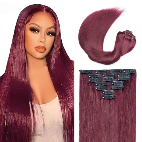 Extension clip cheveux naturel bordeaux lisses 28 pouces 120g