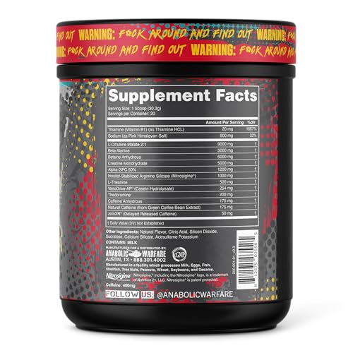 Image of Anabolic Warfare Defcon1 High Stim, High-Intensity Pre-Workout Powder (Fruit Explosion, 20 Servings)