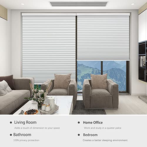 Changshade Door Window Blinds Cellular Shades Cordless Blackout, Honeycomb Black Out Room Darkening Light Blocking, 1.5'' Single Cell Pleated For Home, Shade Size 35" W X 72" H White, Jzcel35Wt72C #TOP3