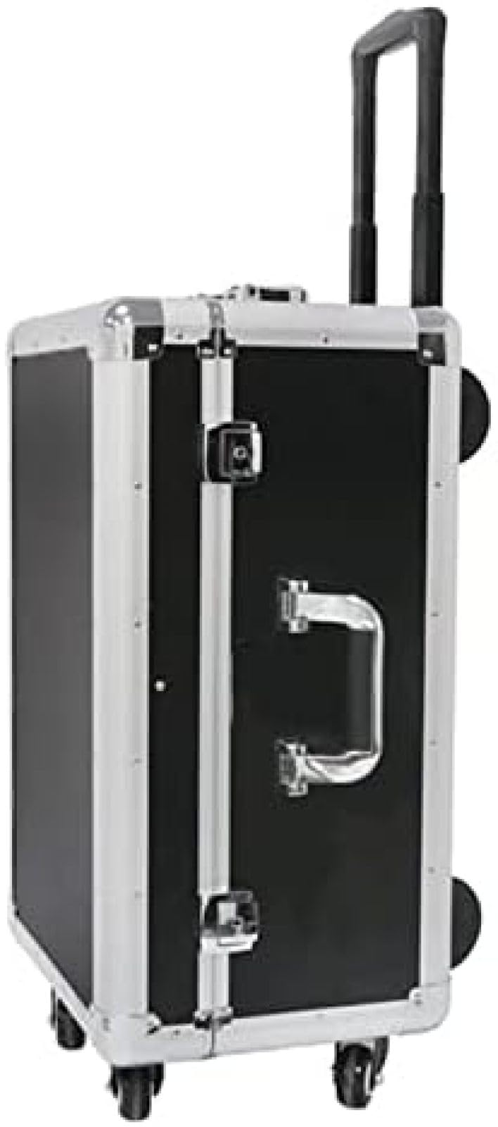 Caja de herramientas portátil de aluminio con ruedas, organizador de espuma extraíble para herramientas y equipos, diseño de carcasa dura, 65 x 42,5 x 35 cm