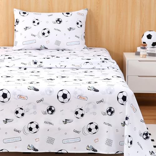 Swiftify Twin Sheet Set Kids Soccer Sport Sheets 3-Piece Bed Sheet Set for Boys & Girls Soft Brushed Microfiber Bedding Deep Pocket Wrinkle & Fade Resistant