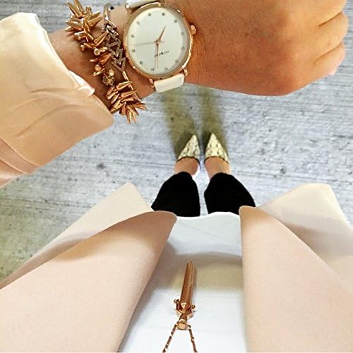 Wristology 10 Styles Maxi Crystal Watch Leather Band - Interchangeable Genuine Leather Strap - Large Easy to Read Watch with Second Hand for Women, Men, Nurses, Teachers (Rose Gold/White) - Image 4