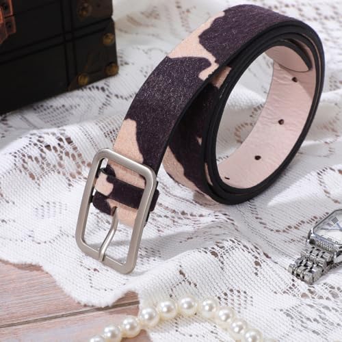 Gatuida Cow Print Belt for Women Adjustable Western Belt Animal Print for Women Jeans for Pants Brown and Black Cow Accessory for Daily Wear Dating Parties 39.76 X 1.57 in by Gatuida - Used condition - Image 2