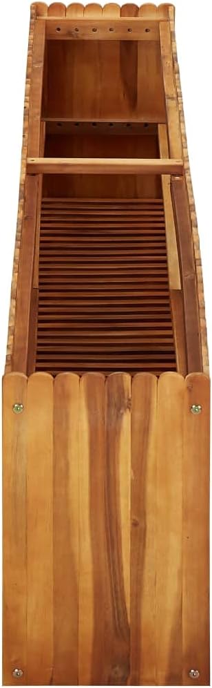 Large 78.7 x 19.7 in Acacia Wood Raised Garden Bed, Rustic Rectangular Planter Box with Slatted Design, Oiled Brown Outdoor Elevated Bed for Patio, Terrace and Backyard