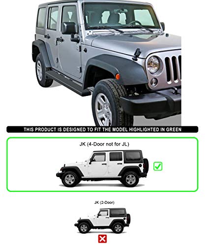 Estribos para Jeep Wrangler JK 2007-2018, acero inoxidable acabado negro mate miniatura 2