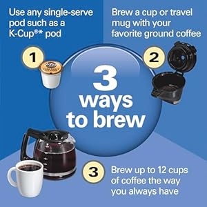Hamilton Beach FlexBrew Trio 2 Way Coffee Maker Compatible with K Cup Pods or Grounds Combo Single Serve Full 12c Pot Black Fast Brewing 49902