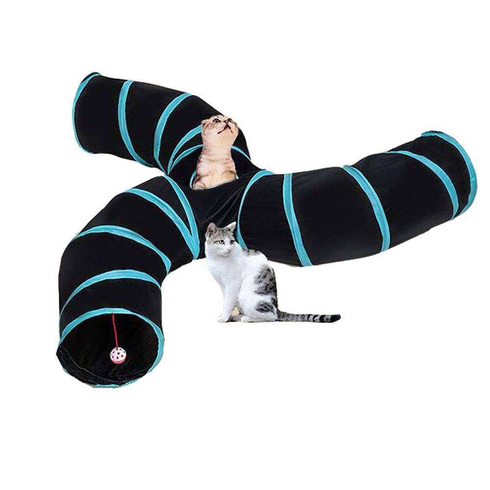 iHOO Túneles para gatos S-Way - Tubo plegable con laberinto de bolas, casa para gatos, mascotas, interactivos, para gatos, cachorros, gatitos, conejos, túneles de 3 vías