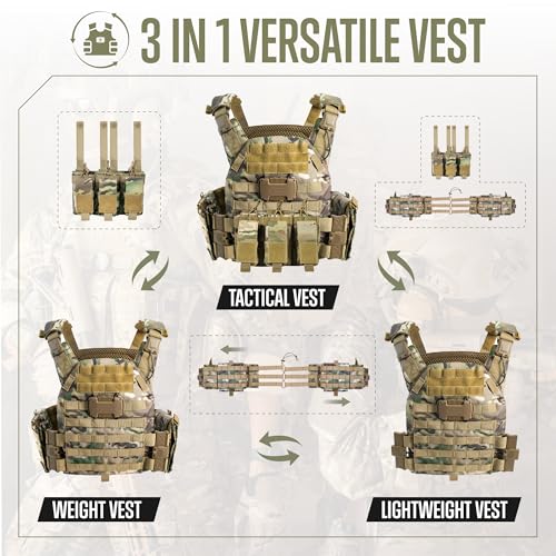 Image of GFIRE Tactical Vest, Quick Release Lightweight Breathable Vest for Training