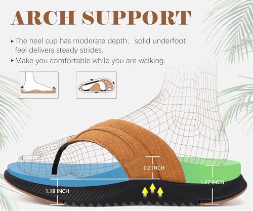 Image of ONCAI Mens Orthopedic Flip Flops with Arch Support Summer Beach Pool Walking Sandals with Outdoor Yoga Mat Non-slip Cushion Thick Rubber Soles Size 7-14
