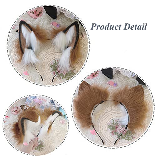 Image of VIGVAN Handmade Wolf Fox Ears Animal Cosplay Cute Head Accessories for Halloween