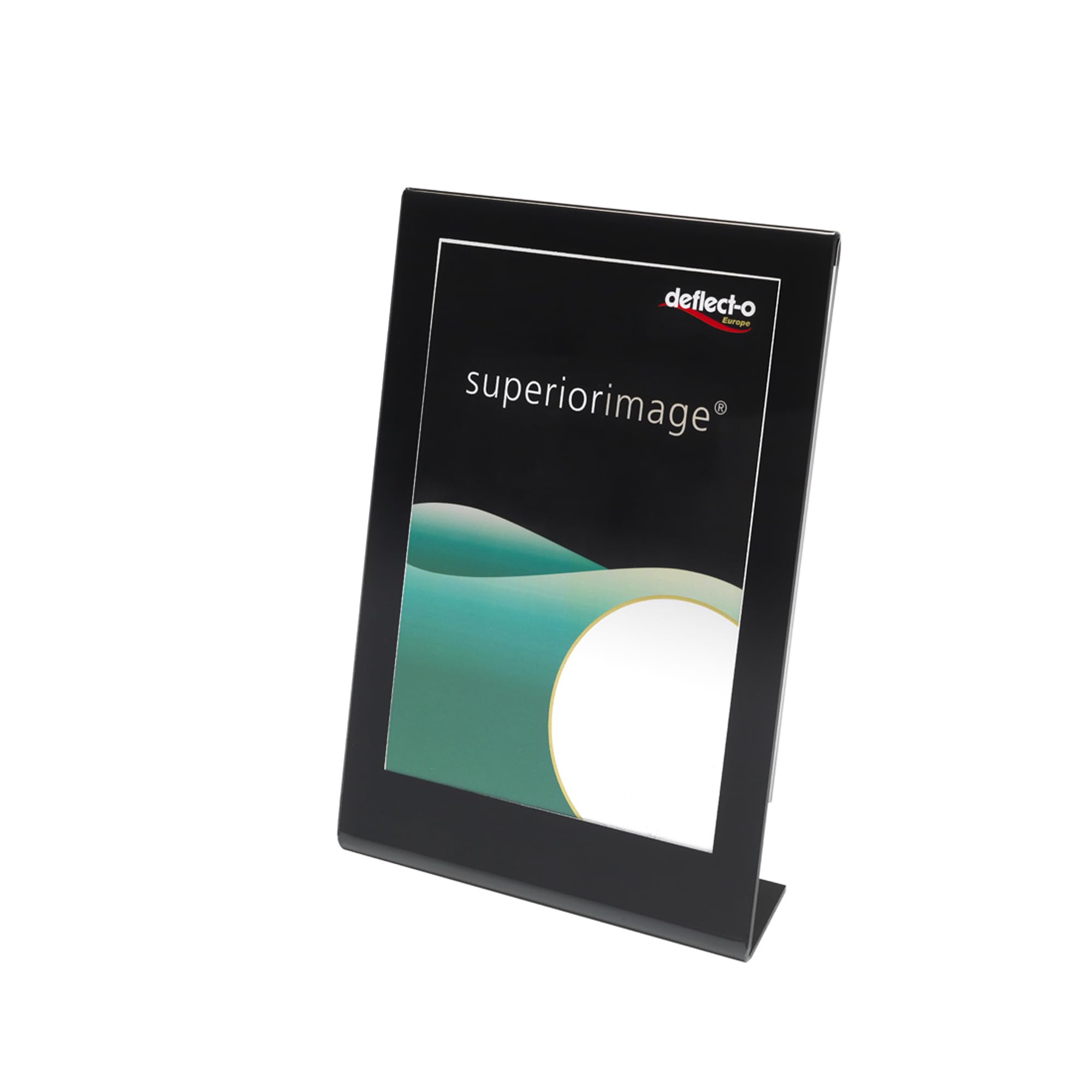 Deflecto A4 Portrait Slanted Sign Holder, Black Frame, A4 Plastic Display Stand, A4 Menu Holders, Leaflet Display Stand, A4 Poster Holder โ image 1