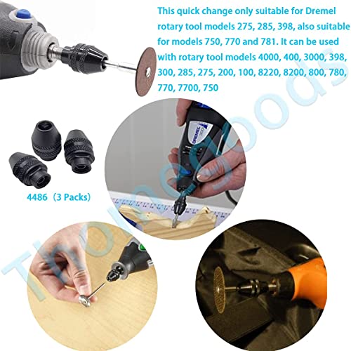 Homhelar 3Pcs Multi Quick Change Keyless Chuck Replacement for Dremel 4486 Rotary Tools 3000 4000 7700 8200 - Thumbnail 7
