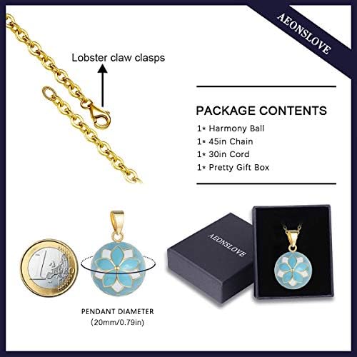 AEONSLOVE Chime Ball Pregnancy Necklace Pendant Music Wishing Bola Vintage Flower Locket for Mom Baby Best Jewellery Gift