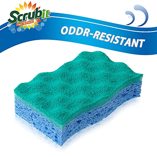 Scrubit Multi-Use Scrub Sponge – Non-Scratch Kitchen Sponges For Dishes, Pots & Pans - Heavy Duty & Odor-Free Rippled Scrubbing Pad, Designed For Tough Cleaning Jobs, 6 Count #TOP1
