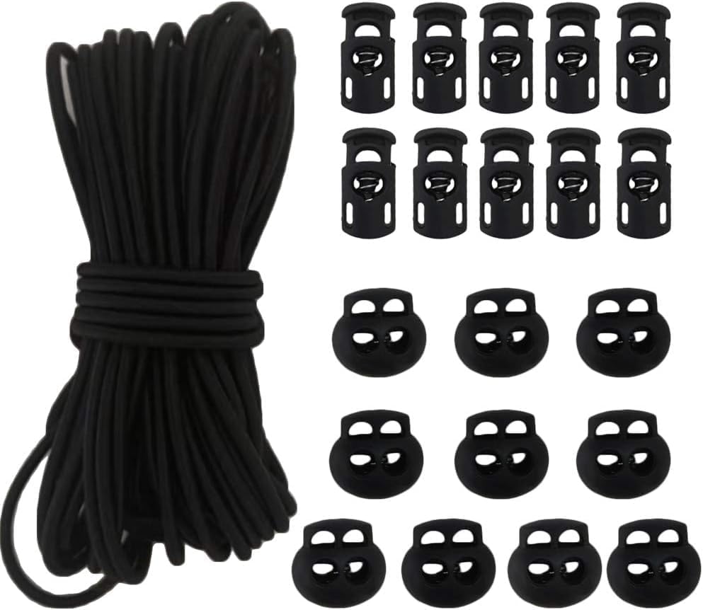 20pcs Plastic Cord Locks with 1/8-Inch 50ft Elastic...