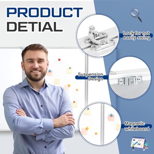 Image of AmazingSpark 48 inch x 36 inch Foldable Whiteboard Dry Erase Board Large Tri Folding Whiteboard Magnetic Dry Erase Board, Wall Aluminium Frame and Pen Tray for Office, Home