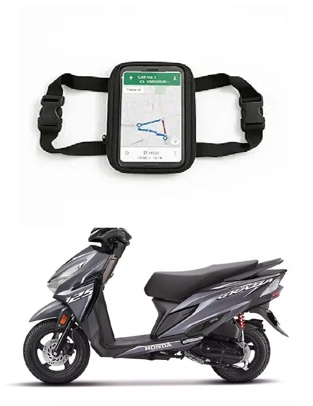 Bhoomika-Mobile Holder for Scooter, Scooty & Motorcycle Compatible for Yamaha Ray ZR 125, Mirror Mount, 360° Rotation, Strong Anti-Slip Grip, Wide Adjustable Fit for All Smartphones (Black)-image-17