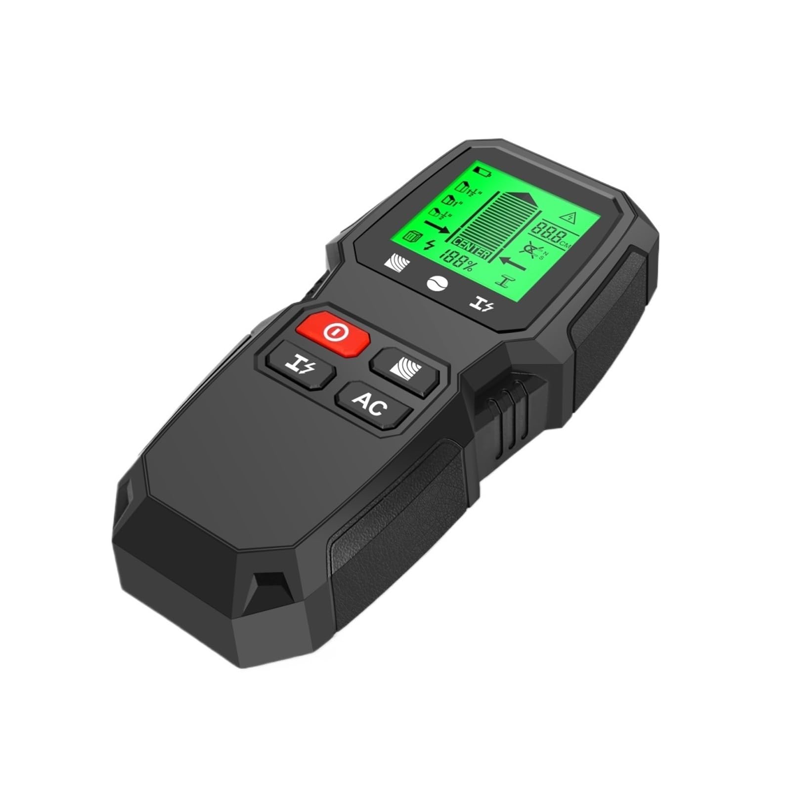 Detector De Montantes Pared Con Sensor, Escáner 5 En 1, LCD, Electrónico, Borde, Centro, Madera, Corriente, Metal, CA, Detección Cables Activos DeteccióN Precisa(Black)