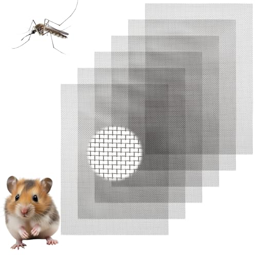 6 Pcs Stainless Steel Wire Mesh Sheet 20 Mesh Air Vent Fine Meshs 1mm Hole Woven Meshes Screen Metal Rodent Meshs Filter Panels for Vent Window Screen Meshes Cage Filter (21 X 15cm)
