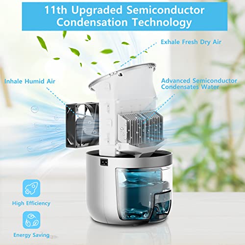Dehumidifiers,MAKAYLA Dehumidifiers 56oz(1650ml) 5500 Cubic Feet(550sq ft) Big Dehumidifier with 7 Colors Light and Auto Shut-off,Quiet Compact for Home,Basements,Bathroom,Bedroom,RV-Silver