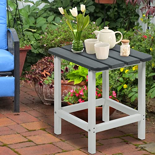 Aoodor Adirondack Rectangular Outdoor Side Table End Table Plastic Weather Resistant Easy Maintenance 19-Inch Grey #TOP1