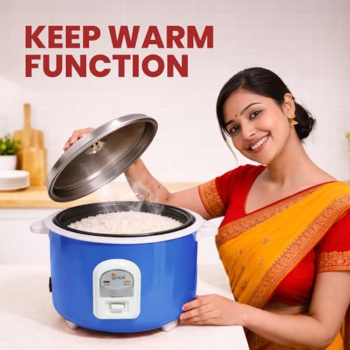 Image of ULTRON 1L Automatic Electric Rice Cooker with Double Aluminium Pot | Auto Cook & Auto Warm Function | Cool Touch Handles | Durable Body | 2 Year Product Warranty & 5 Year Heating Coil Warranty (Blue, 1 L)