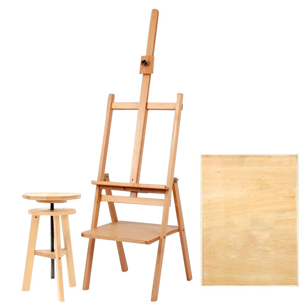 WDSOPK Easel Artists Painting Set Artist Easel Professional Studio Bracket Type Windproof Oil Painting Frame(One Color Easel+stool)