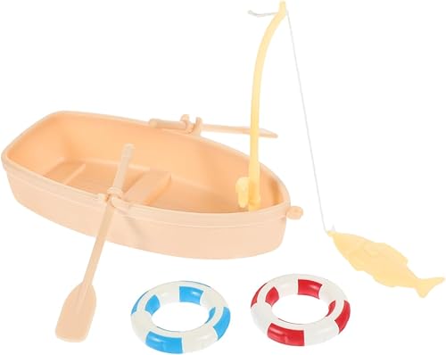 Ciieeo 1 juego de figura de barco en miniatura de plástico para pesca, barco, natación, estilo chino, modelo de barco, océano, playa, jardín, micro