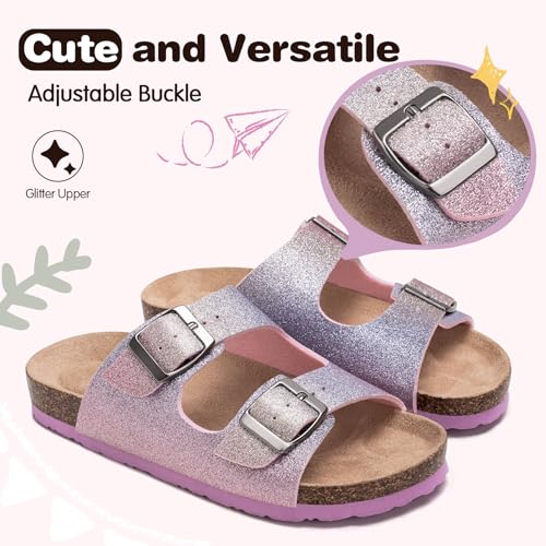 Image of FITORY Boys Girls Glitter Slide Sandals, Cork Slipper with Adjustable Straps for Little Kid /Big Kid