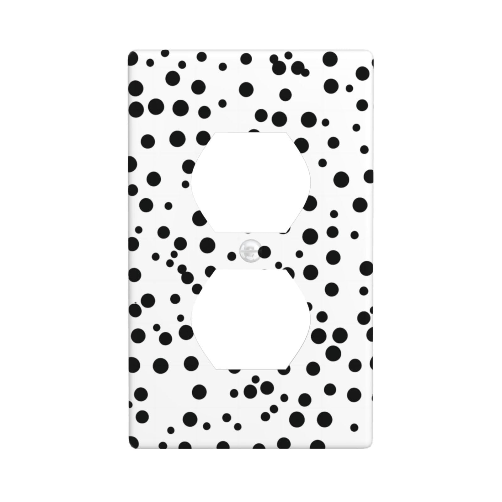 Black and White Polka Dot Decorative Switch Plate Cover-Unbreakable Polycarbonate Wall Plate for Home Office, 1 Gang with Screws
