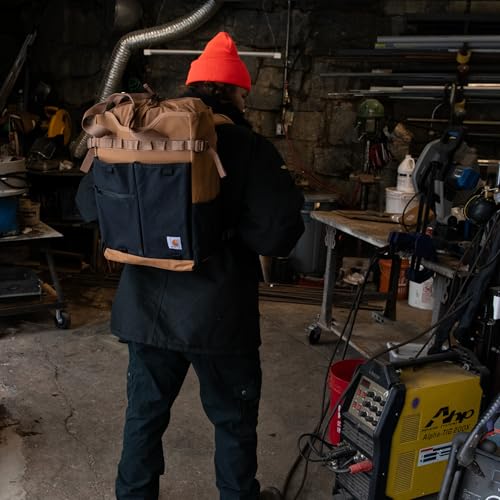 Image of Carhartt 28L Nylon Cinch-Top Convertible Tote Backpack, Durable Pack with Laptop Sleeve, Mossy Oak Bottomlands
