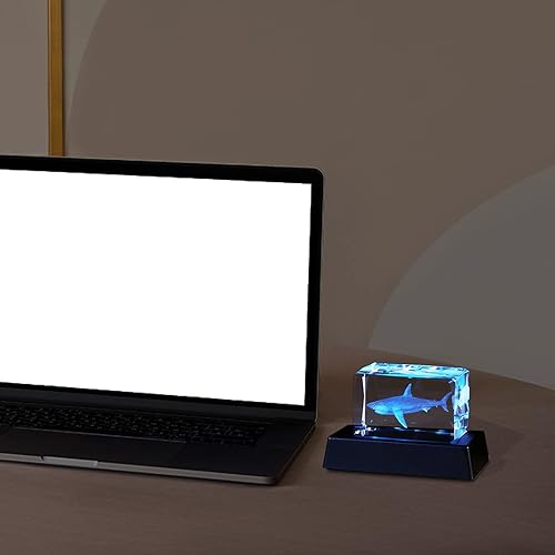 Miniatura 7 de Qianwei Regalos de tiburones con cristales 3D para los amantes de los tiburones, decoración de tiburón, figura de cristal de mandíbula de tiburón