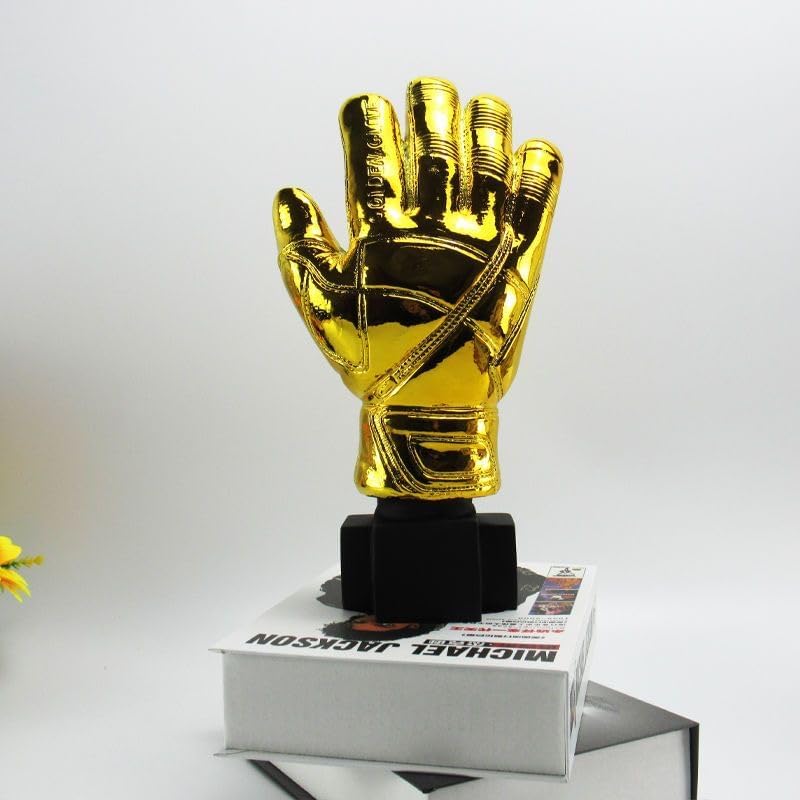 Generic 10.24in Golden Football Goalkeeper Gloves Trophy Resin Crafts Best Gold Plated Soccer Award Customizable Gift Fans League Souvenirs