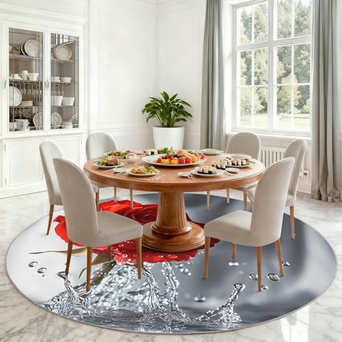 Tapis rond enfant rose lavable 100cm pour décoration chambre et salle de jeux - 5