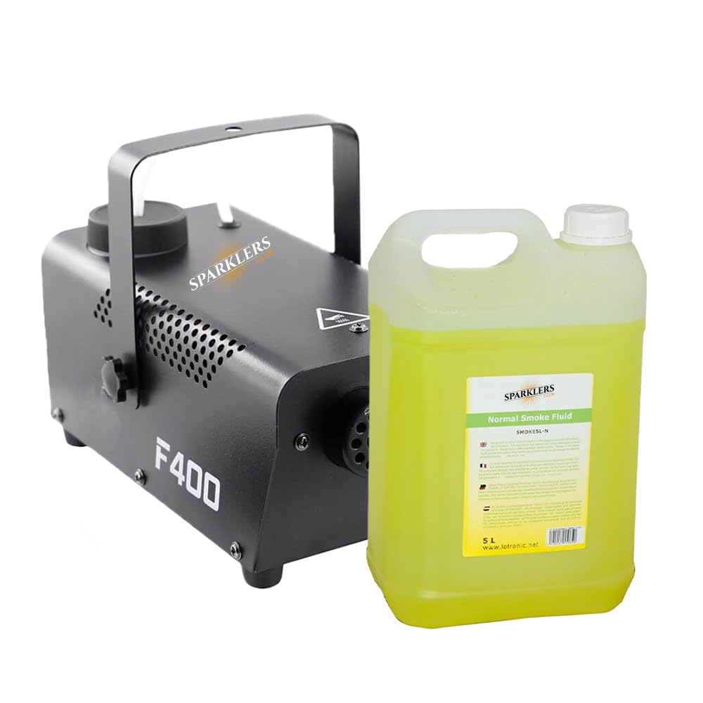 Macchina per fumo + liquido per fumo, 5 litri, potenza 400 Watt, flusso molto buono, tempo di riscaldamento rapido, serbatoio 0,3 litri, facile da trasportare, ideale per DJ