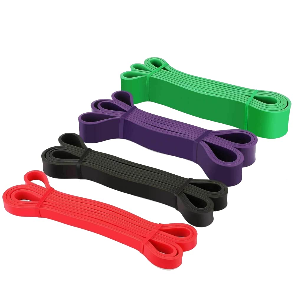 Resistance Loop Exercise Bands with Instruction Guide and Carry Bag, Set of 4