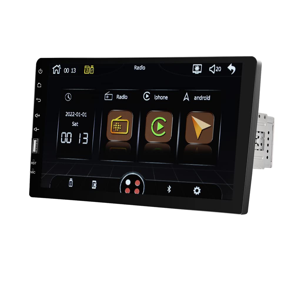 9 Pulgadas Autoradio 1 DIN con Carplay Android Auto Mirror Link, Pantalla Táctil Bluetooth Radio Coche Soporta FM Am SWC Cámara de Seguridad Mic USB TF/USB/AUX Input
