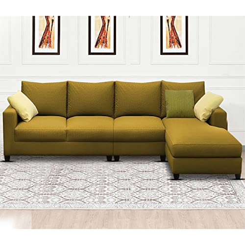 Image of Jian RHS 6 Seater L Shape Sofa Set Living Room (Yellow Fabric)