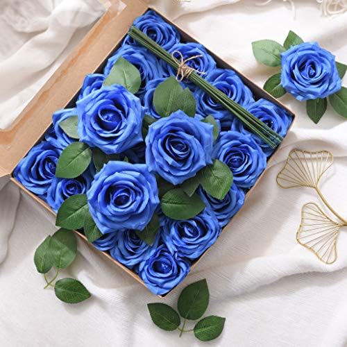Amazon Com Kislohum 人造玫瑰25 件人造花頭帶莖 葉子適用於婚禮花束中央diy 專案裝飾 皇家藍 居家與廚房 Amazon Com Kislohum 人造玫瑰25 件人造花頭帶莖 葉子適用於婚禮花束中央diy 專案裝飾 皇家藍 居家與廚房