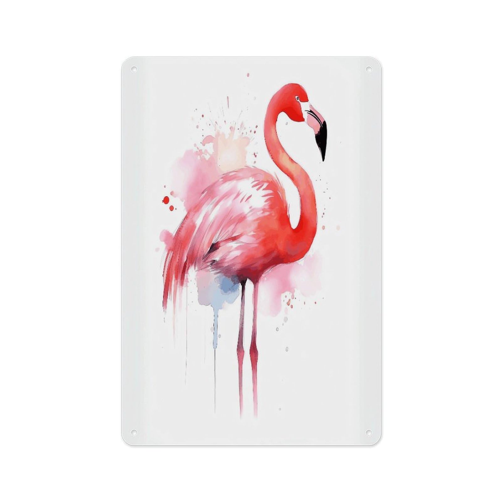 Fekiloot Style Pink Flamingo Watercolor Wall Decor Metal Signs Tin Signs Poster